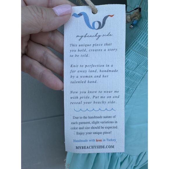 My Beachy Side Mariposa Off The Shoulders Embroidered Smocked Corset Dress Sz L - Picture 11 of 12